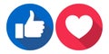 Facebook love and like icons colorful Royalty Free Stock Photo