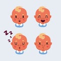 Vector illustration of the facial expression of face of a little boy. Sleeping, angry, laughing, wondering baby,