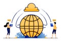 Vector illustration of facilitate communication and internet network access with cloud technology. mobile cloud network is more