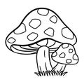 Forest Cartoon Mushrooms Amanita for Coloring. Royalty Free Stock Photo