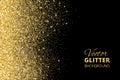 Vector illustration of falling glitter confetti, golden dust. Fe