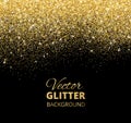 Vector illustration of falling glitter confetti, golden dust.