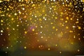 Falling golden stars on dark background. Golden Stars Confetti. Christmas, New Year celebration holiday background.