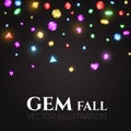 Vector illustration. Falling Multicolor Gems. Treasure Design. Abstract Luxury and Game Background. Royalty Free Stock Photo