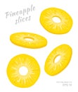 Vector illustration of falling pineapple slices isolated on white background. A cut rings of fresh exotic fruit Royalty Free Stock Photo