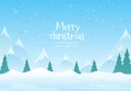 Vector illustration with Falling Snow down on landscape mountain background of the Merry Christmas and Happy New Year Royalty Free Stock Photo