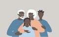 Vector illustration - family of black people. grandparents and two granddaughters.