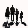 Black silhouette, tattoo of a family on white background. Vector Royalty Free Stock Photo