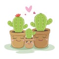 Vector illustration of a family of cacti. Vector illustration.