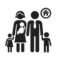 Vector icon of a family of five.
