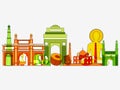 Famous monument of India on tricolor Indian background