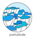 Vector illustration of famous turkish landmark and travel destination Pamukkale in central Turkey.