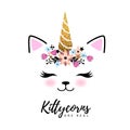 Vector illustration of fantasy animal cat kittycorn