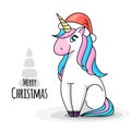 Fantasy animal horse unicorn. Christmas card