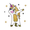 Vector illustration of fantasy dabbing horse unicorn.