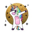 Vector illustration of fantasy dabbing horse unicorn. Royalty Free Stock Photo