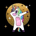 Vector illustration of fantasy dabbing horse unicorn. Royalty Free Stock Photo