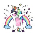 Vector illustration of fantasy dabbing horse unicorn. Royalty Free Stock Photo