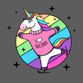 Fantasy skating unicorn. Cartoon style design