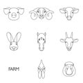 Vector illustration of farm animals with sample text