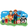 Vector illustration of farm family.