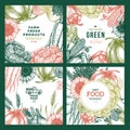 Farm fresh design templates. Organic cafe identity. Vector illustration Royalty Free Stock Photo