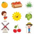 Vector Illustration Of Farm Things Royalty Free Stock Photo