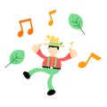 happy farmer man agriculture and melody clef music note cartoon doodle flat design vector illustration Royalty Free Stock Photo