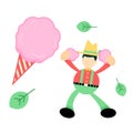 farmer man agriculture and sweet cotton candy cartoon doodle flat design vector illustration Royalty Free Stock Photo