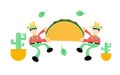 farmer man agriculture and Delicious Taco cartoon doodle flat design vector illustration