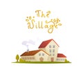 Vector illustration of farmhouses. Rural area. Rural houses. Farm.