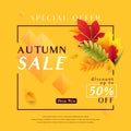 Vector illustration of fashion yellow autumn sale banner