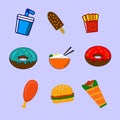 Vector illustration of fast food and rice bowl theme