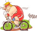 Vector illustration of fat man riding a bicycle Royalty Free Stock Photo