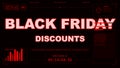 Black Friday discounts banner with futuristic red neon heads up display interface and countdown timer on dark background Royalty Free Stock Photo