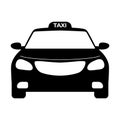 Front View of Taxi Car Vector Silhouette Illustration Royalty Free Stock Photo