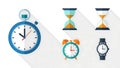 Time Measurement Devices Flat Design Icon Set with Long Shadow Royalty Free Stock Photo