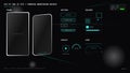 Futuristic Sci-Fi HUD User Interface Kit with Smartphone Mockups and Digital Tech Elements on Black Background Royalty Free Stock Photo