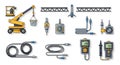 Industrial, Construction, and Electronic Tools Vector Icon Set Royalty Free Stock Photo