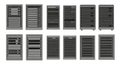 Server Rack and Network Cabinet Icons Set Royalty Free Stock Photo