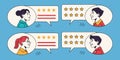 Vector art of customer testimonials and feedback with star ratings and speech bubbles isolated on white background Royalty Free Stock Photo