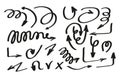 This vector illustration features a doodle-style set of linear underlines for text, along with filled text elements and