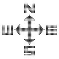 Dotted compass rose vector cardinal directions North South East West navigation symbol minimalist stippled graphic design concept. Royalty Free Stock Photo