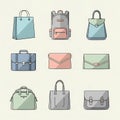 Modern Pastel Flat Icon Set of Bags and Luggage Royalty Free Stock Photo