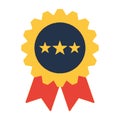 Excellence award medal ribbon with golden badge and star rating Royalty Free Stock Photo