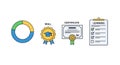 Education, Skill, Certificate, and Learning Progress Icons Set Royalty Free Stock Photo
