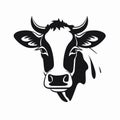Elegant black and white cow head vector illustration in silhouette Royalty Free Stock Photo