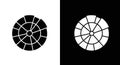 Segmented Circle Icon Set - Black and White Radial Diagram Royalty Free Stock Photo