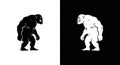 Orc Ogre Monster Silhouette Icon - Black and White Contrast Royalty Free Stock Photo