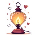 An illustration of a glowing heart-shaped lantern radiating warmth and love on a white background. Royalty Free Stock Photo